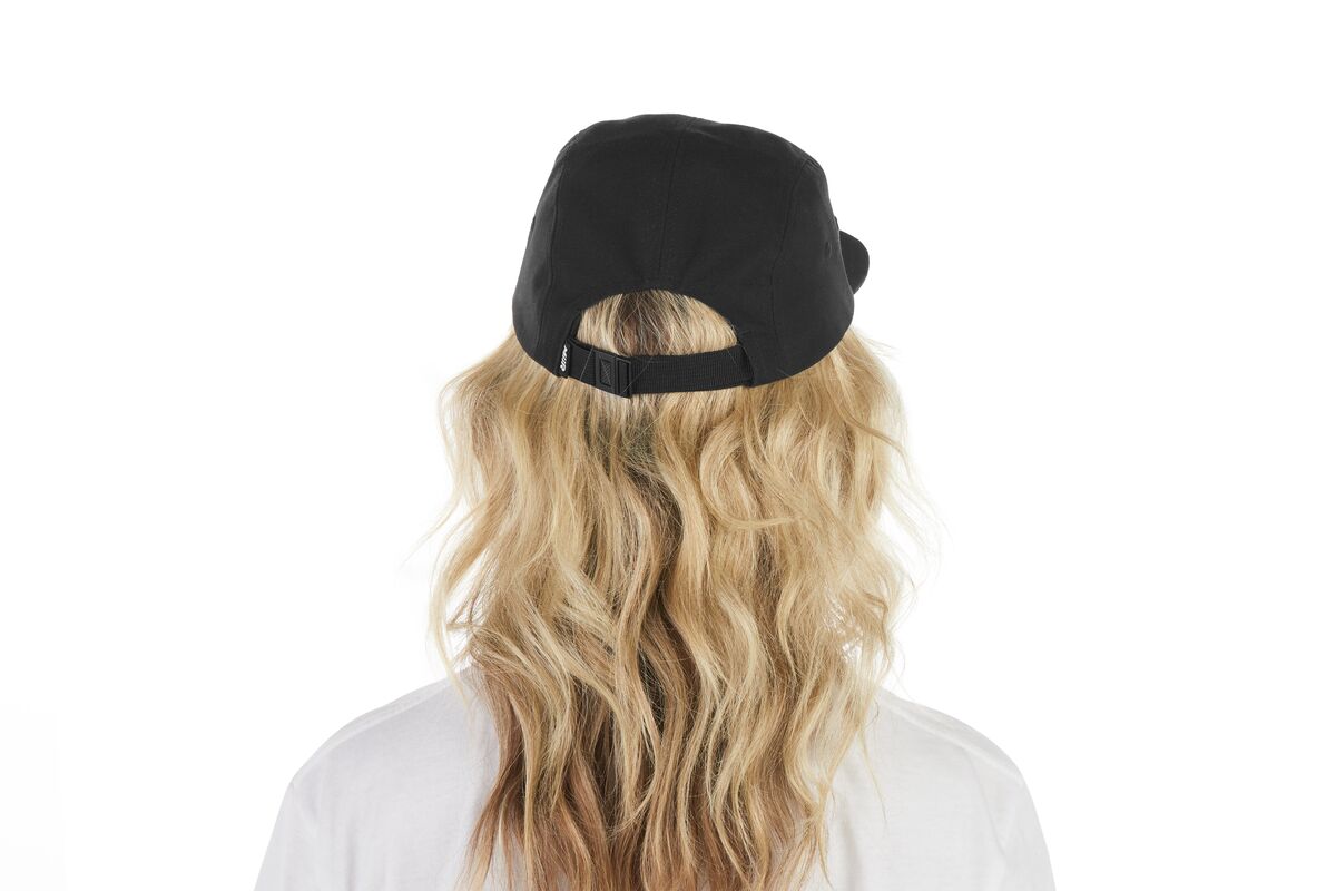 recycled-poly-flat-brim-5-panel-hat-y7 WebPDP-HAT003002_Recycled_Poly_Flat_Brim_5Panel_Hat_Black_Studio_Harper_Studios_0723_Back__HAT003002OS.jpg